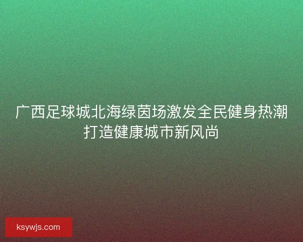 广西足球城北海绿茵场激发全民健身热潮打造健康城市新风尚